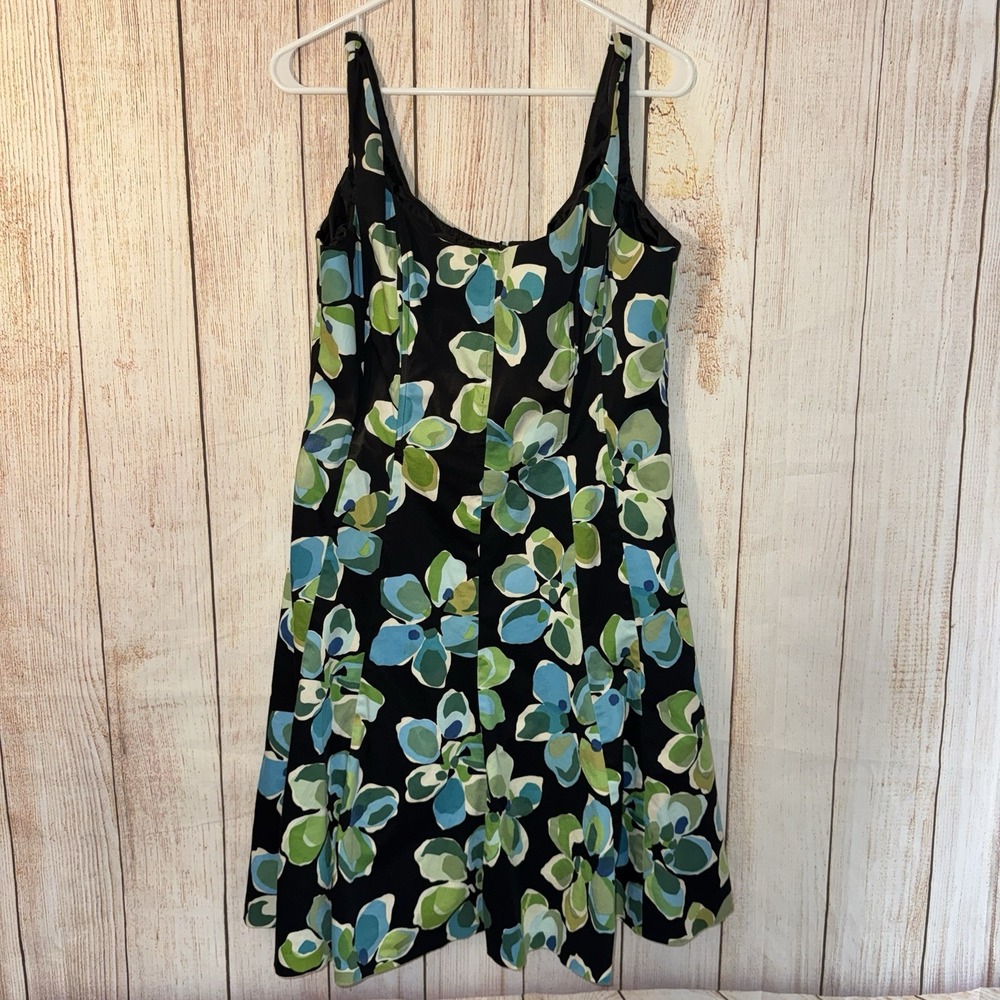 Jones Wear Dress, corset style top, flared skirt, Tropical Flowers, Sz 16